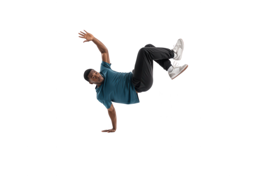 Breakdancer Freeze Pose on White Background