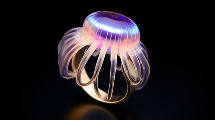 Jellyfish ring unique ocean inspired jewelry sea creature art deco design