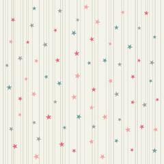 Vintage seamless star pattern background. Cute hand-drawn vector design. Colorful illustration. Perfect for wrapping paper, soft wallpaper, craft use, kids print, baby fabric, and textile design.