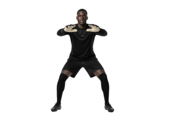 Goalkeeper in Ready Stance on White Background