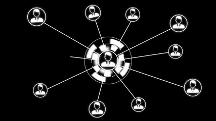 Animation of network of connections with people icons with glowing spots Social networking service concept. Global communication network Business people social network and business connections - Powered by Adobe