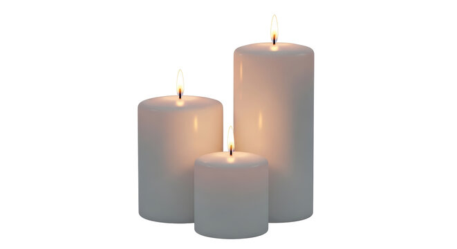 Isolated Burning White Candles