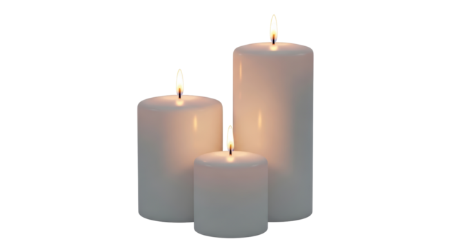 Isolated Burning White Candles