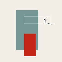 Business think outside the box vector concept. Symbol of new ideas, opportunity, challenge. Minimal design eps10 illustration.