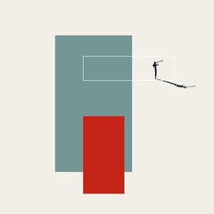 Business think outside the box vector concept. Symbol of new ideas, opportunity, challenge. Minimal design eps10 illustration.