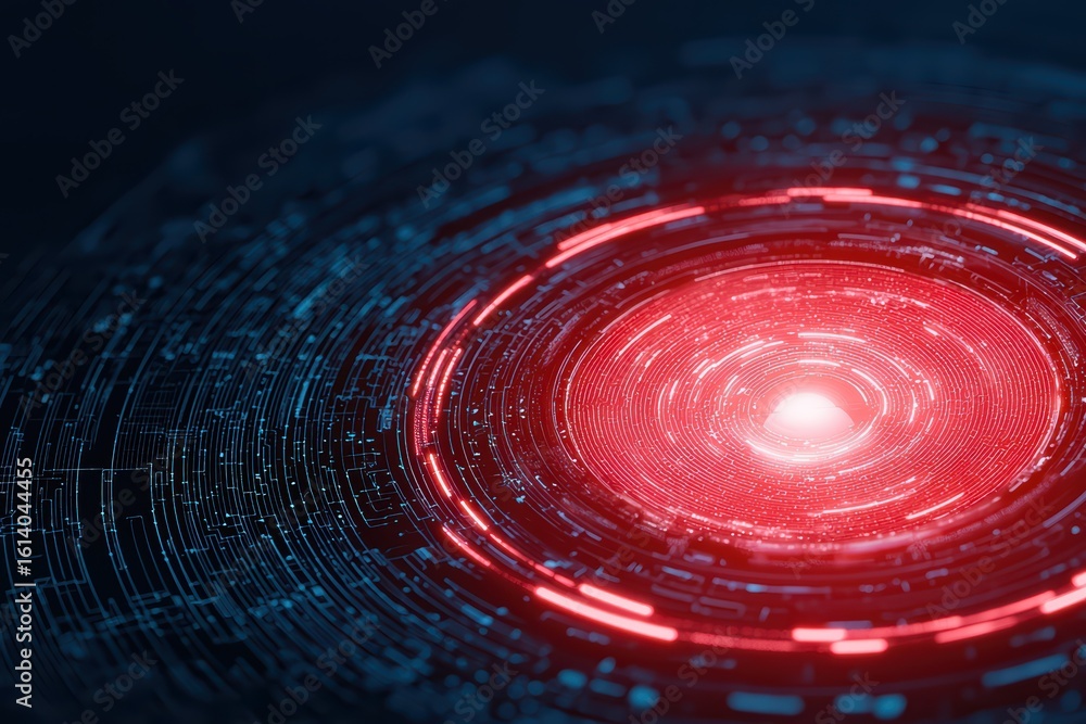 Poster abstract design of red and blue light in circular patterns