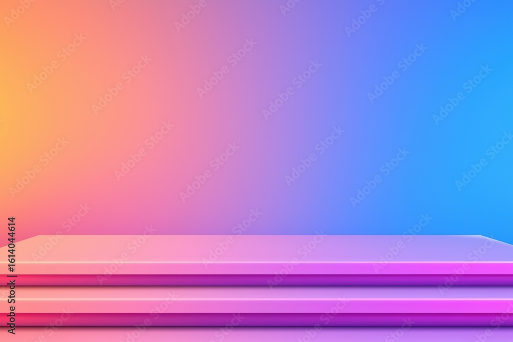 Poster vibrant colorful background with gradient and empty platform