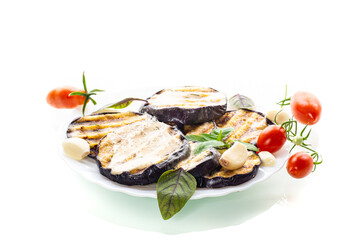 Ruddy grilled eggplants, Mediterranean home cooking motifs