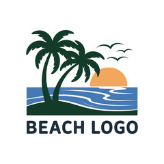 Modern and minimalist vector and abstract logo Unique beach travel logo