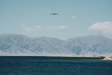 Lake and mountans and sky