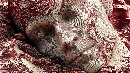 topographical human face, contour lines mimic emotion-driven terrain, surreal fusion of identity and environment 
