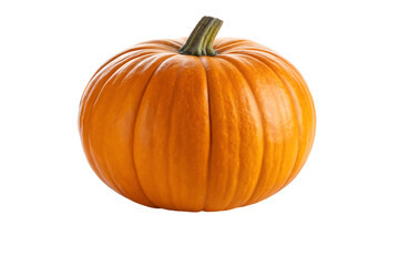 Obraz premium Vibrant orange pumpkin with green stem, perfect for autumn harvest, Halloween, and Thanksgiving celebrations