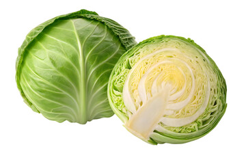 Vibrant whole and halved green cabbage showcasing fresh, crisp layers perfect for healthy eating and culinary inspiration