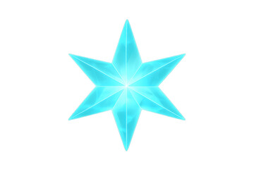 Fototapeta premium Glowing cyan star, transparent backdrop highlighting seasonal design elements