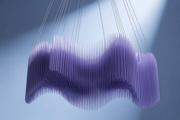 Abstract purple sound wave visualization with light rays