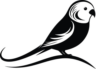 Budgerigar bird silhouette, parakeet line art, pet bird vector, minimal avian drawing, exotic animal illustration