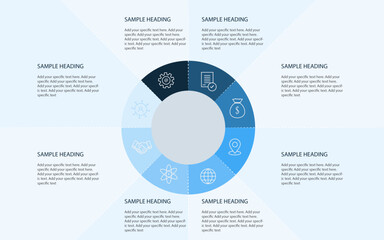 Eight step circle shape infographics template design, 8 option infographics design for PPT