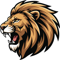 Fierce Lion Head Mascot Logo – Roaring Animal Vector for Sports & Gaming Branding