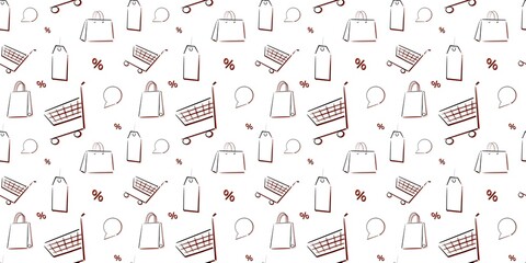 Seamless shopping sale pattern on white background 