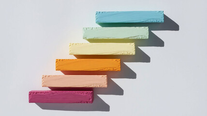 A beautiful progression of textured color swatches in a rainbow gradient on a clean white background
