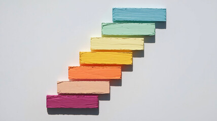 A beautiful progression of textured color swatches in a rainbow gradient on a clean white background