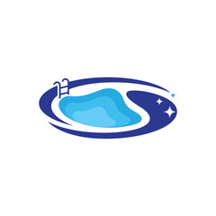 Clean swimming pool abstract logo design template