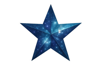 Obraz premium Five-pointed star with a blue galaxy pattern, isolated on a transparent background, perfect for space-themed projects