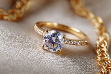 Fototapeta premium Elegant Diamond Ring Setting: A Beautiful Accessory for Anniversary Celebrations