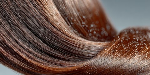 Sleek Glossy Straight Brown Hair Macro Photography