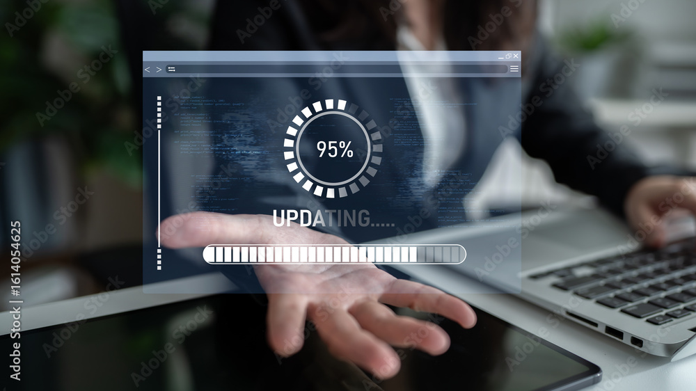 Poster knowledge upgrade and software updates support digital skills growth, competitiveness, and continuou