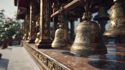 Fototapeta premium Bronze religious bells at Wat Saket, Bangkok, Thailand