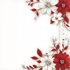 Elegant floral arrangement featuring red and white flowers with leaves on a white background design space