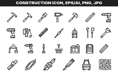 Vector illustration of construction icon set on transparent background