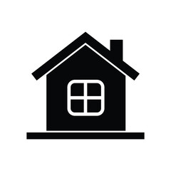 Minimalist House Vector Icon with Window Geometric Design in Black and White Architecture Symbol Simple Building Silhouette