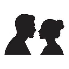 Illustration Vector Silhouette of a Couple Staring at Each Other in Minimalist Black Color