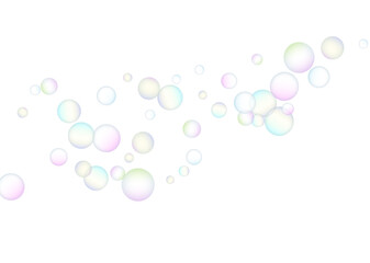 Soap bubbles flew randomly on a white background. Vector