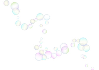 Soap bubbles flew randomly on a white background. Vector