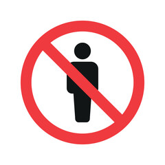 No entry sign featuring a human figure silhouette with a red prohibition circle. Represents restricted area access for authorized personnel only, ideal for safety and security signage.
