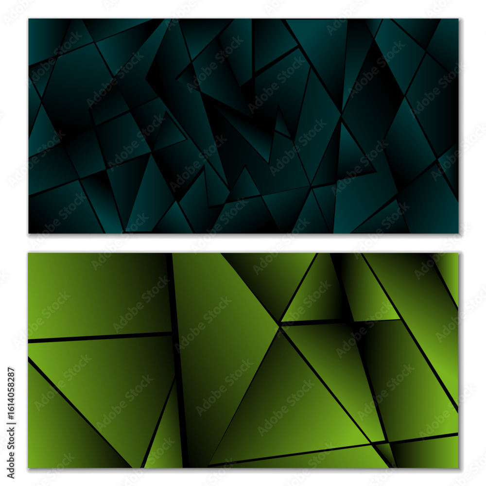 Poster abstract polygonal pattern. set of two dark gradient polygonal backgrounds. background design, cover