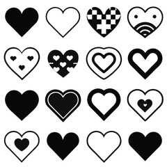 Set of Black and White Heart. Love