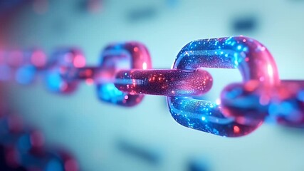 Stunning 4K animation interconnected neon digital links glowing vivid purple red blue symbolizing futuristic data networks communication modern technological
