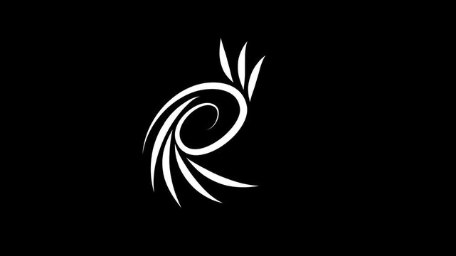 Growing floral element animation. Video clip with alpha channel.