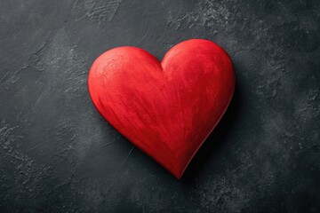 Fototapeta premium Bright Red Heart on Dark Textured Surface Creating a Striking Visual Contrast