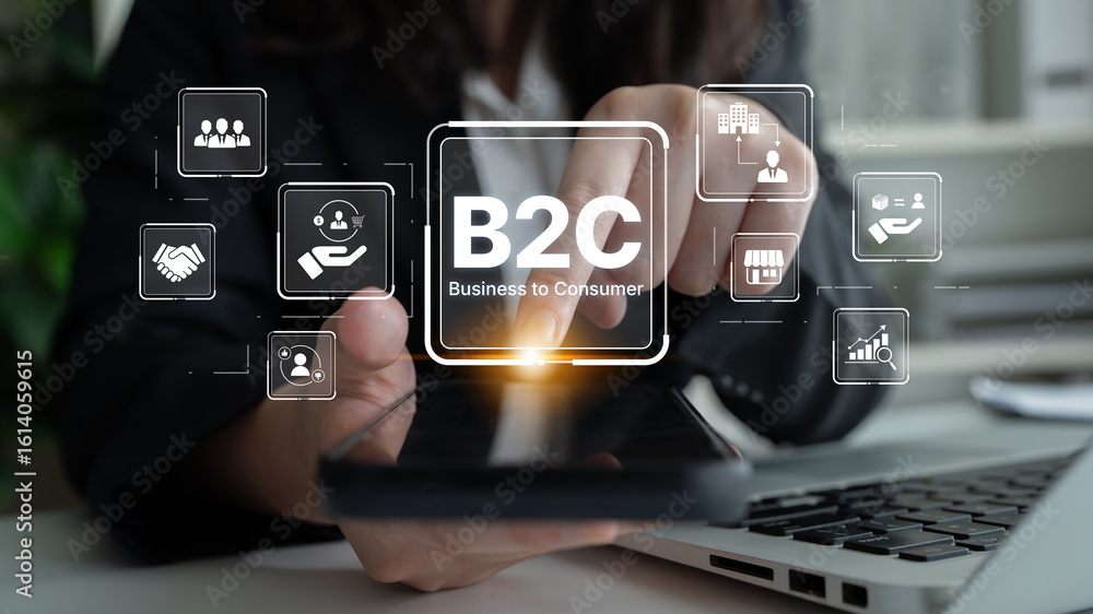 Poster b2c strategy focus on delivery products directly to consumer. successful b2c model enhance consumer 