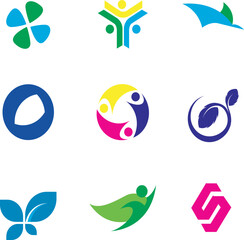 Fototapeta premium Collection of abstract logos symbolizing community, nature, and unity