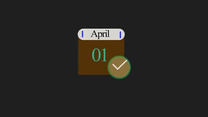 Schedule calendar icon animation.April month 01 calendar animation.
