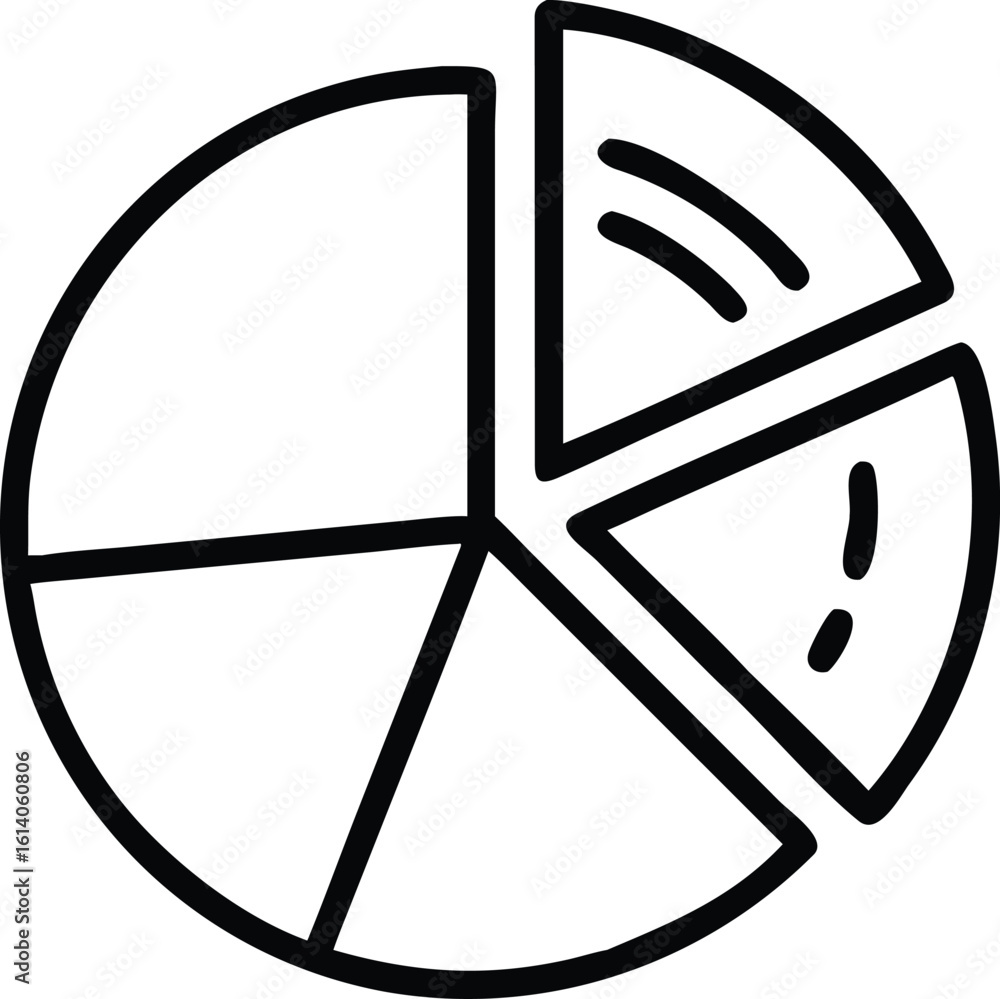 Poster abstract pie chart design with cube and black and white background elements