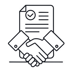 Business handshake and teamwork concept with a linear design