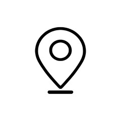 Location Pin Icon with Shadow Linear Style Vector for Geographic Position, Editable Stroke