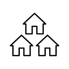 Residential Community Icon Linear Style Private Houses, Editable Stroke Vector